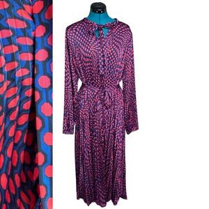 SCOOP Pleated Blouson Sleeve Midi Dress